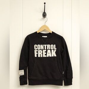Nununu black CONTROL FREAK kangaroo sweatshirt in size 8-9.
